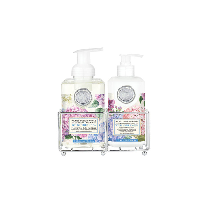 Sabonete Líquido e Creme Hidratante com Suporte Wild Hydrangea (conjunto 02)