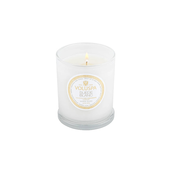 Vela Copo Vidro Suede Blanc