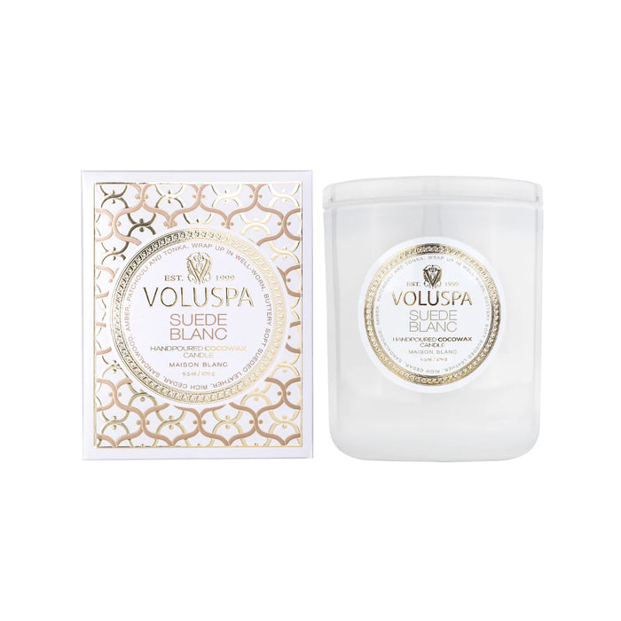 Vela Copo Vidro Suede Blanc
